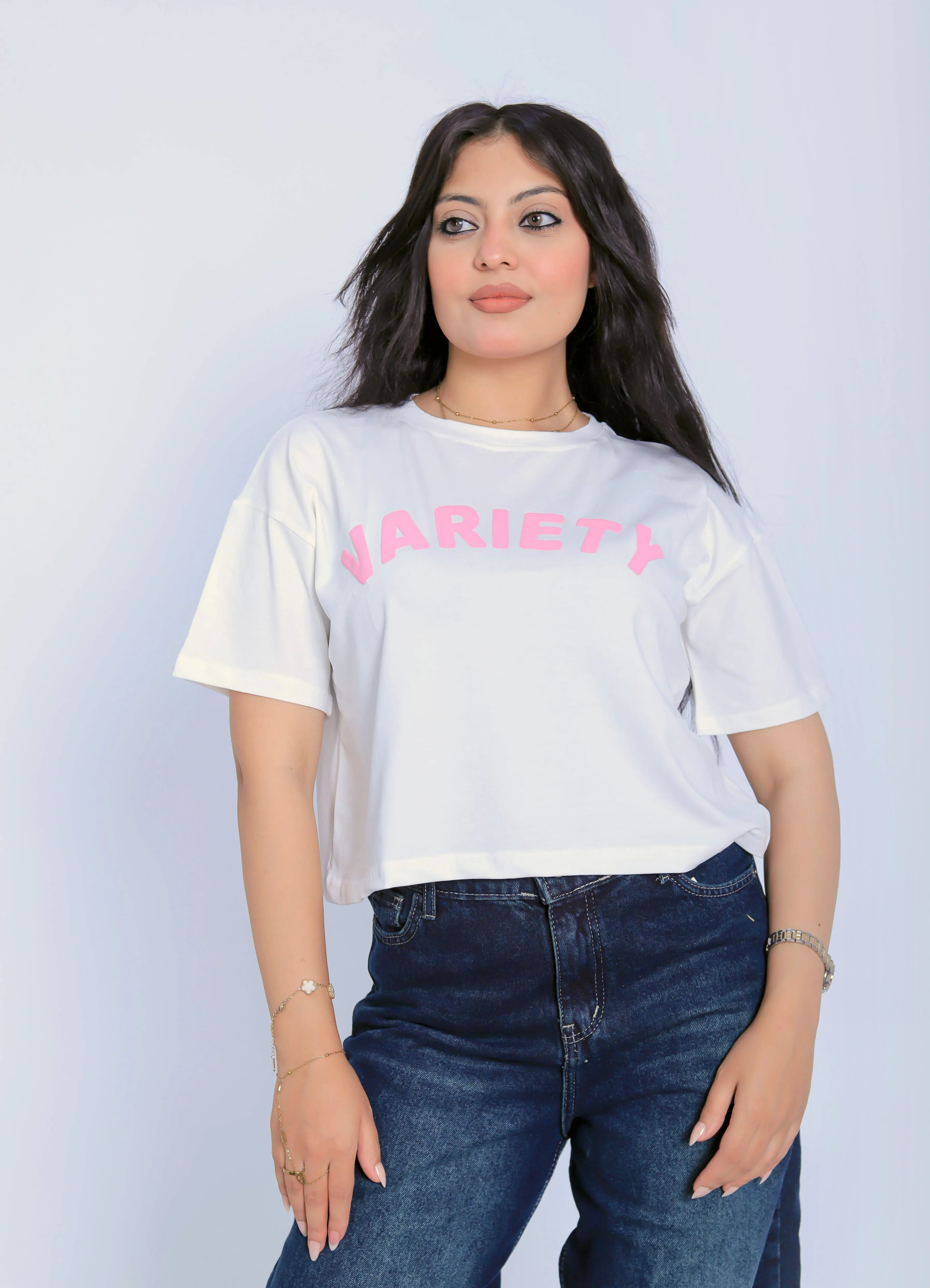 Variety Cropped Tee - White