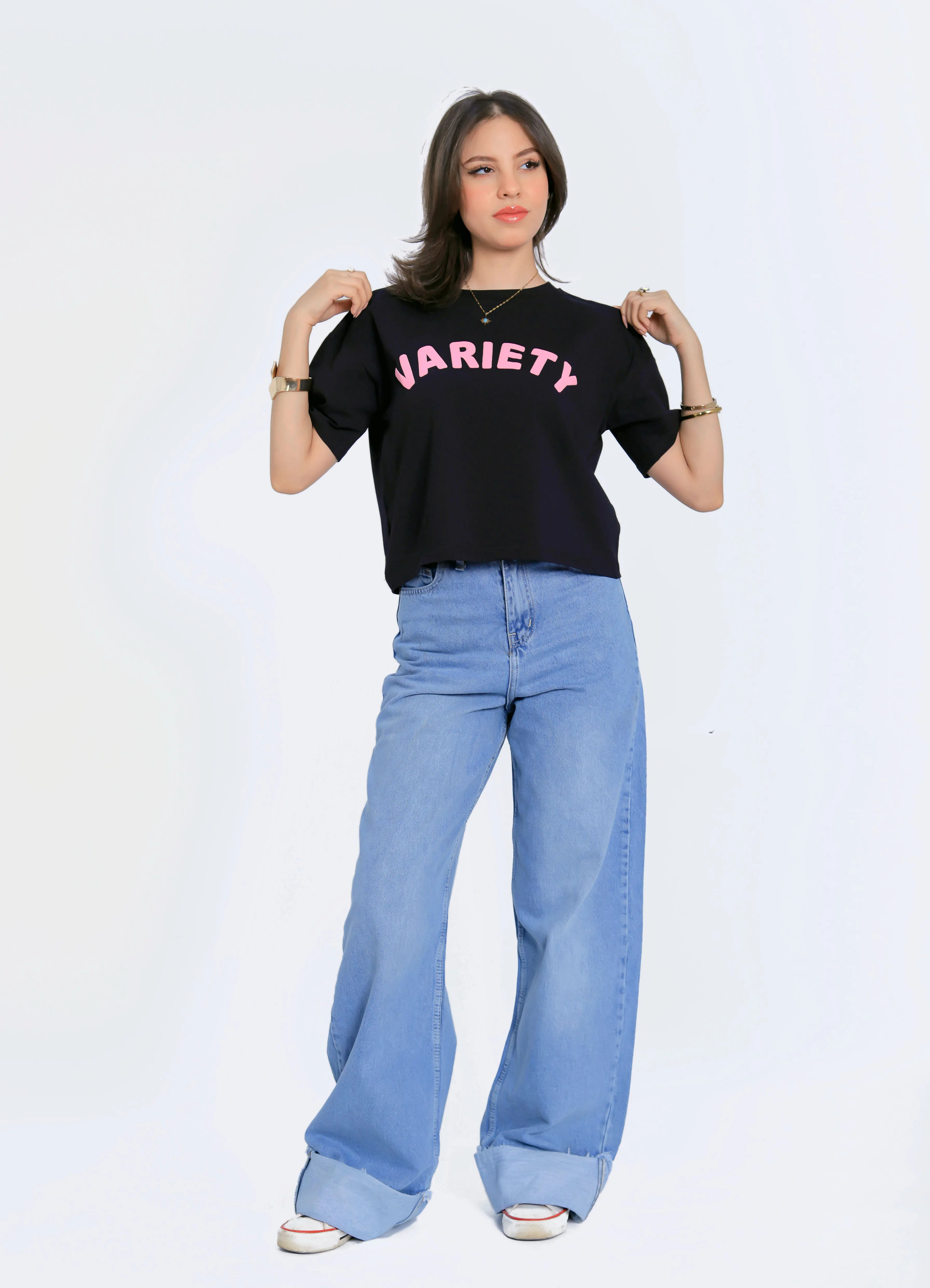 Variety Cropped Tee - Black