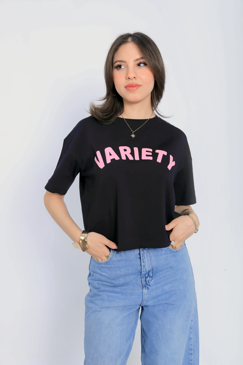 Variety Cropped Tee - Black