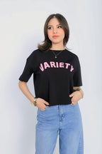 Variety Cropped Tee - Black