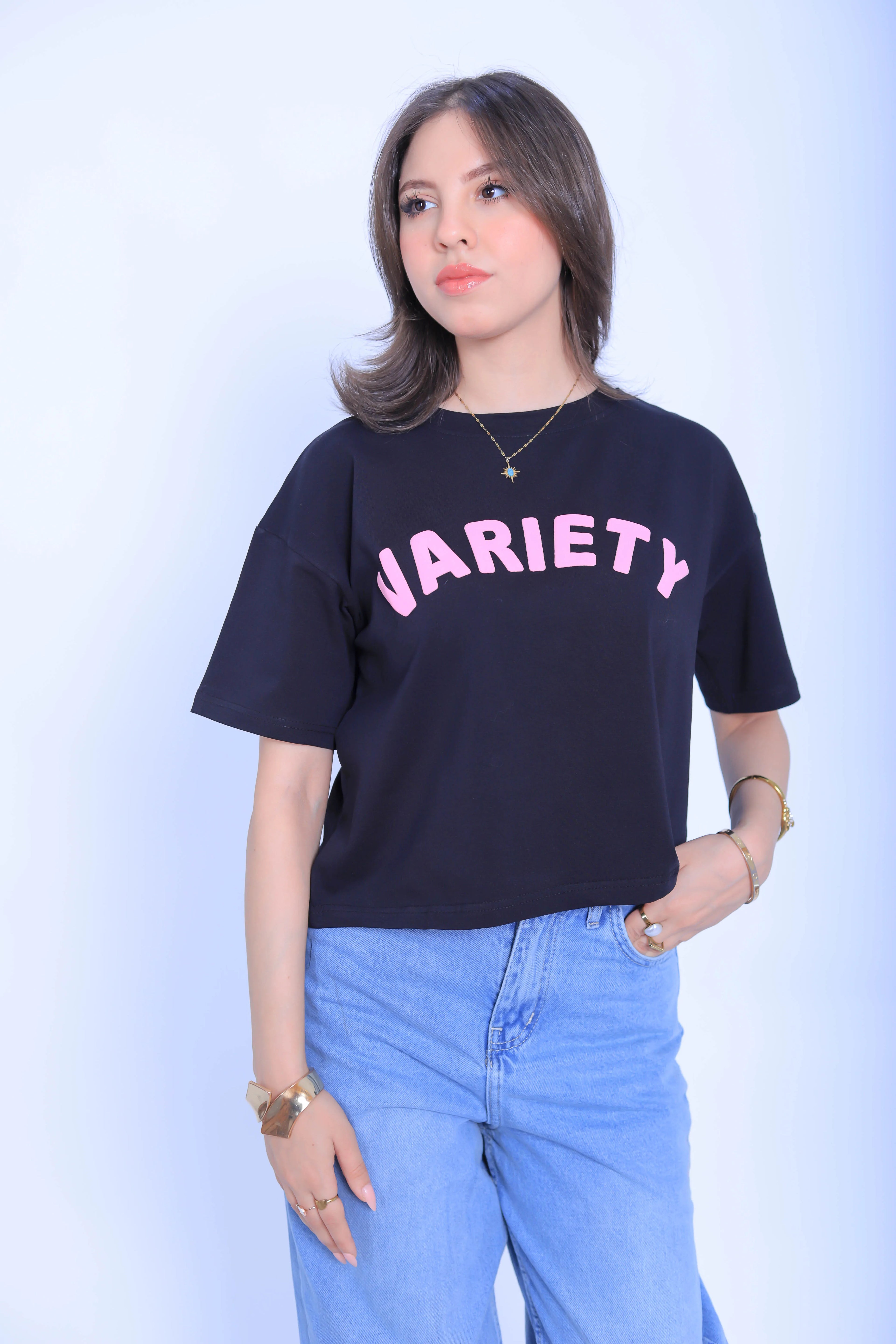 Variety Cropped Tee - Black