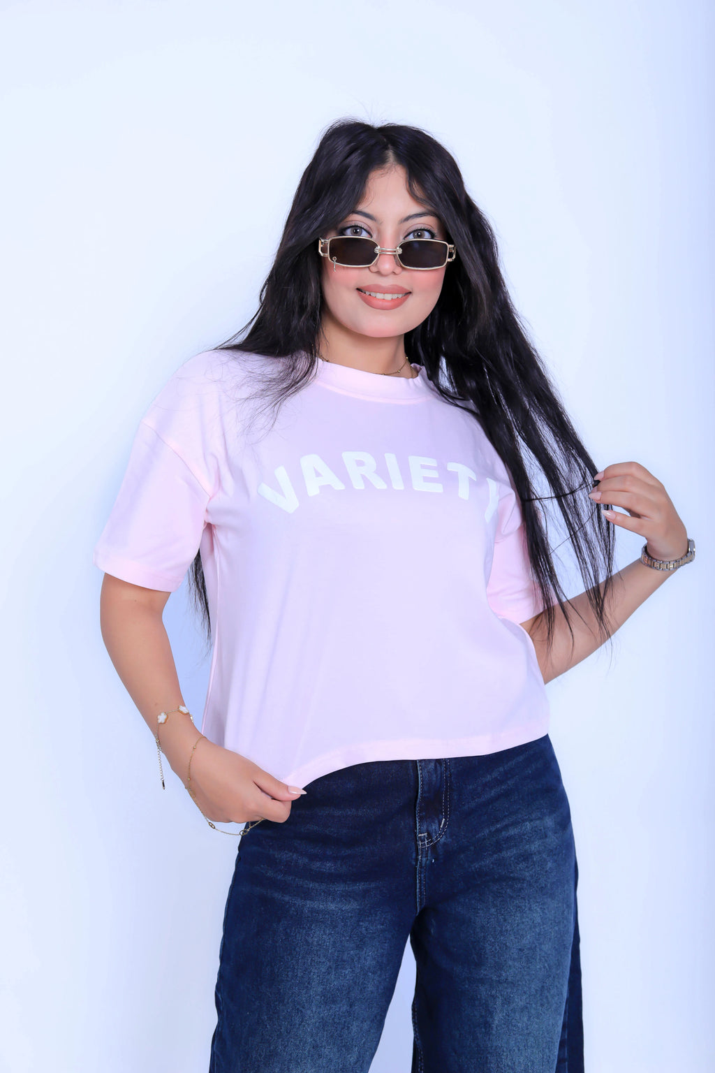 Variety Cropped Tee - Pink