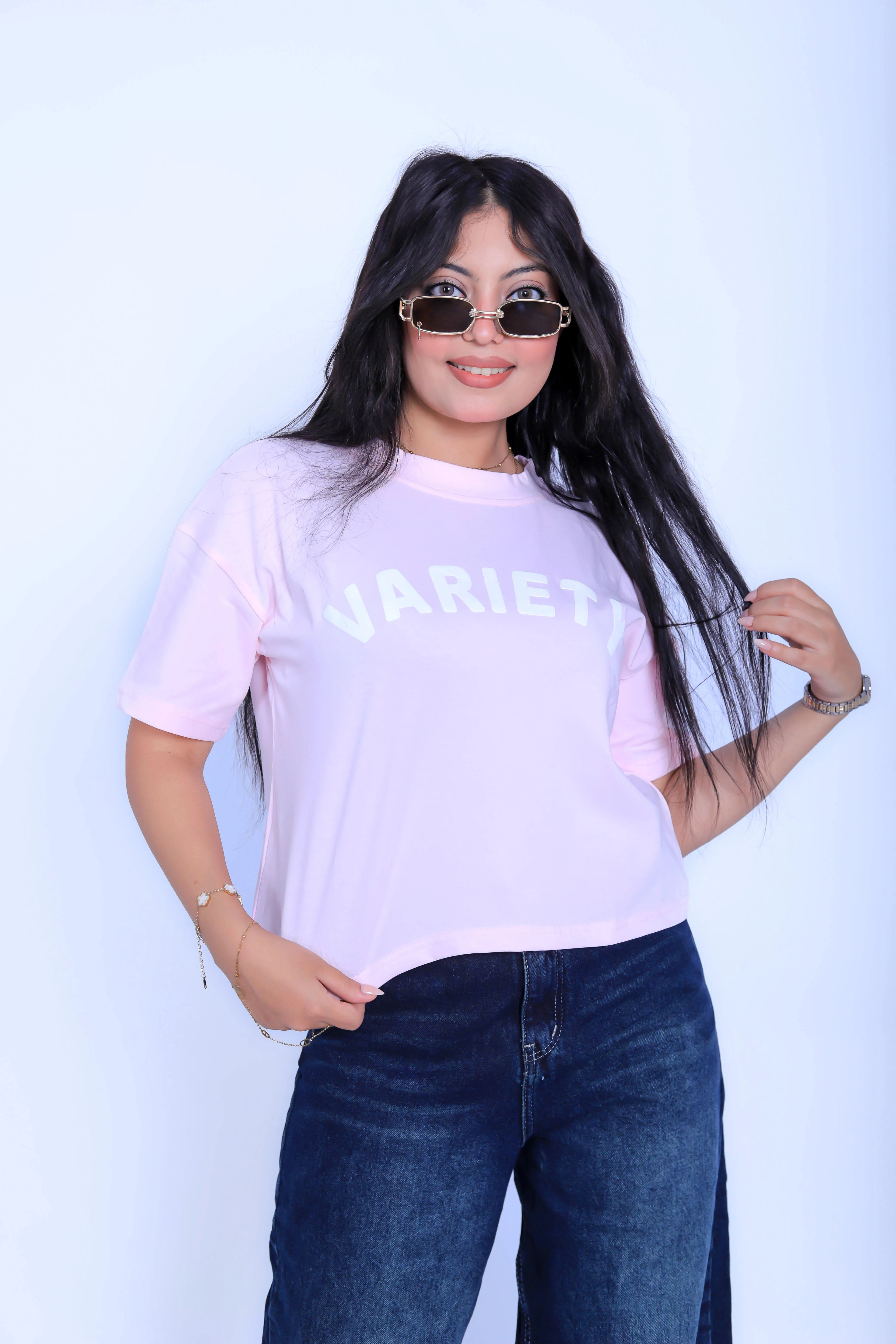 Variety Cropped Tee - Pink