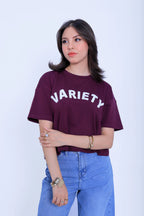Variety Cropped Tee - Burgundy