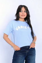 Variety Cropped Tee - Light Blue