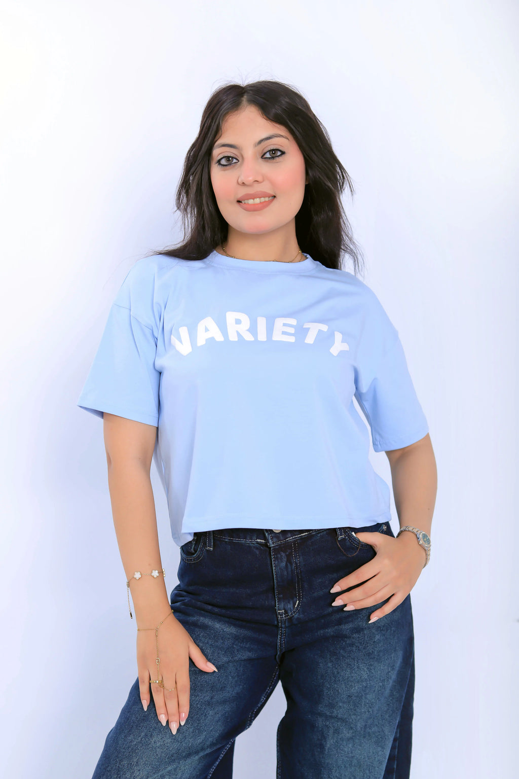 Variety Cropped Tee - Light Blue