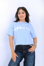 Variety Cropped Tee - Light Blue