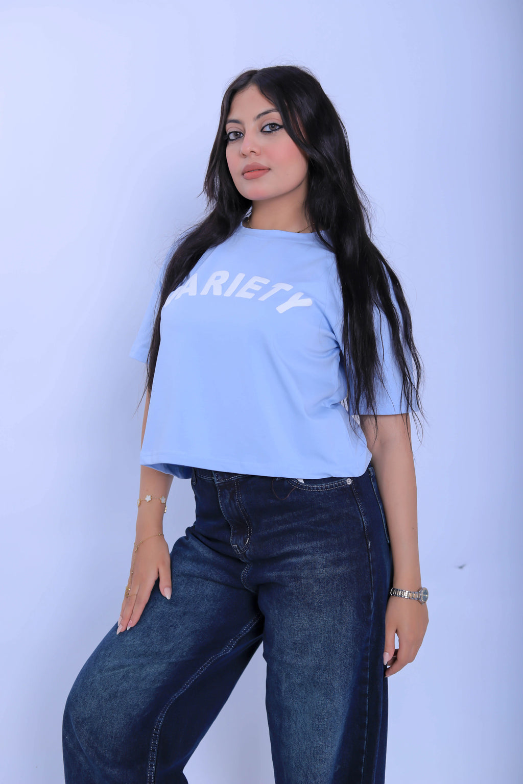 Variety Cropped Tee - Light Blue