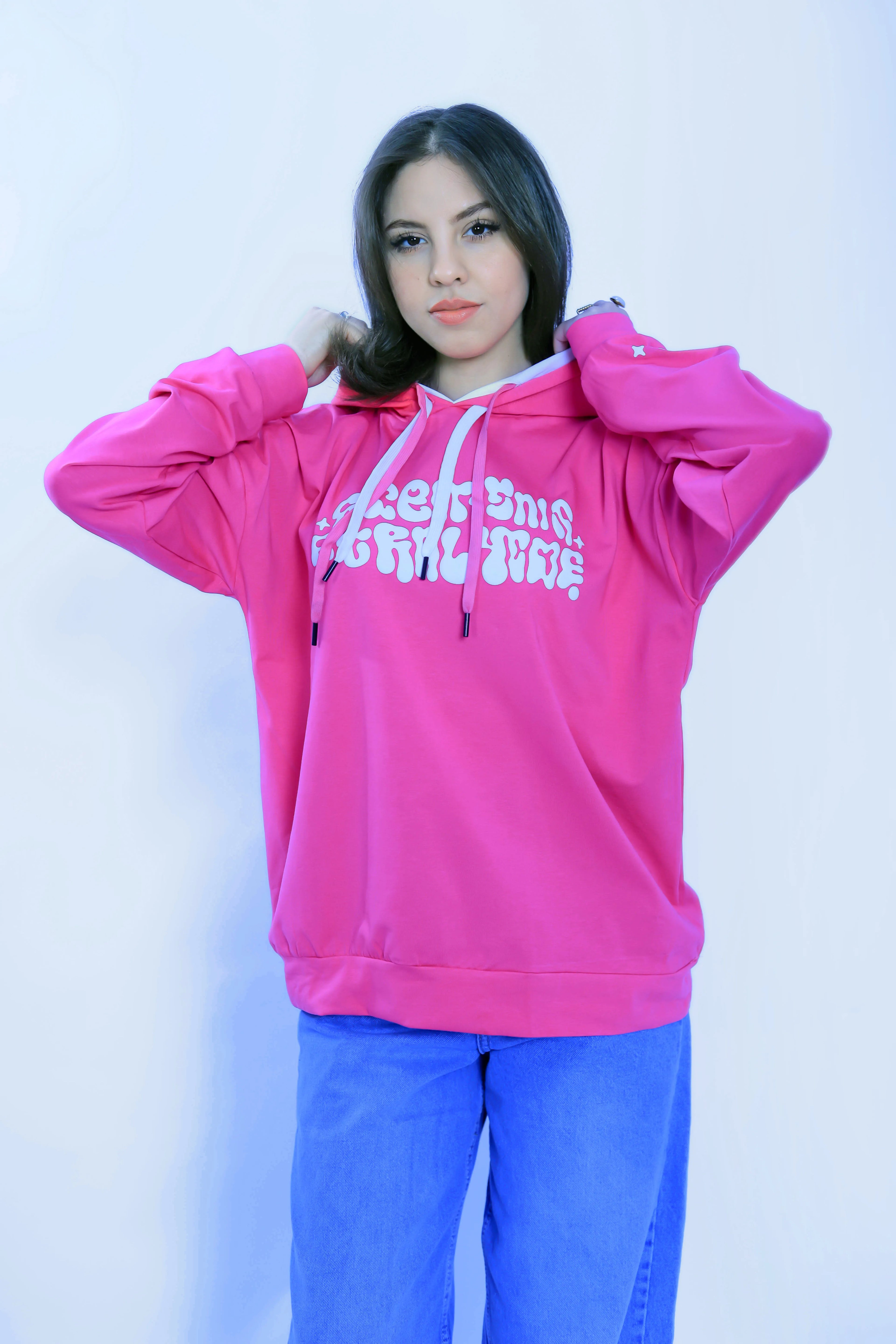 Puff Print Hoodie - Hot Pink