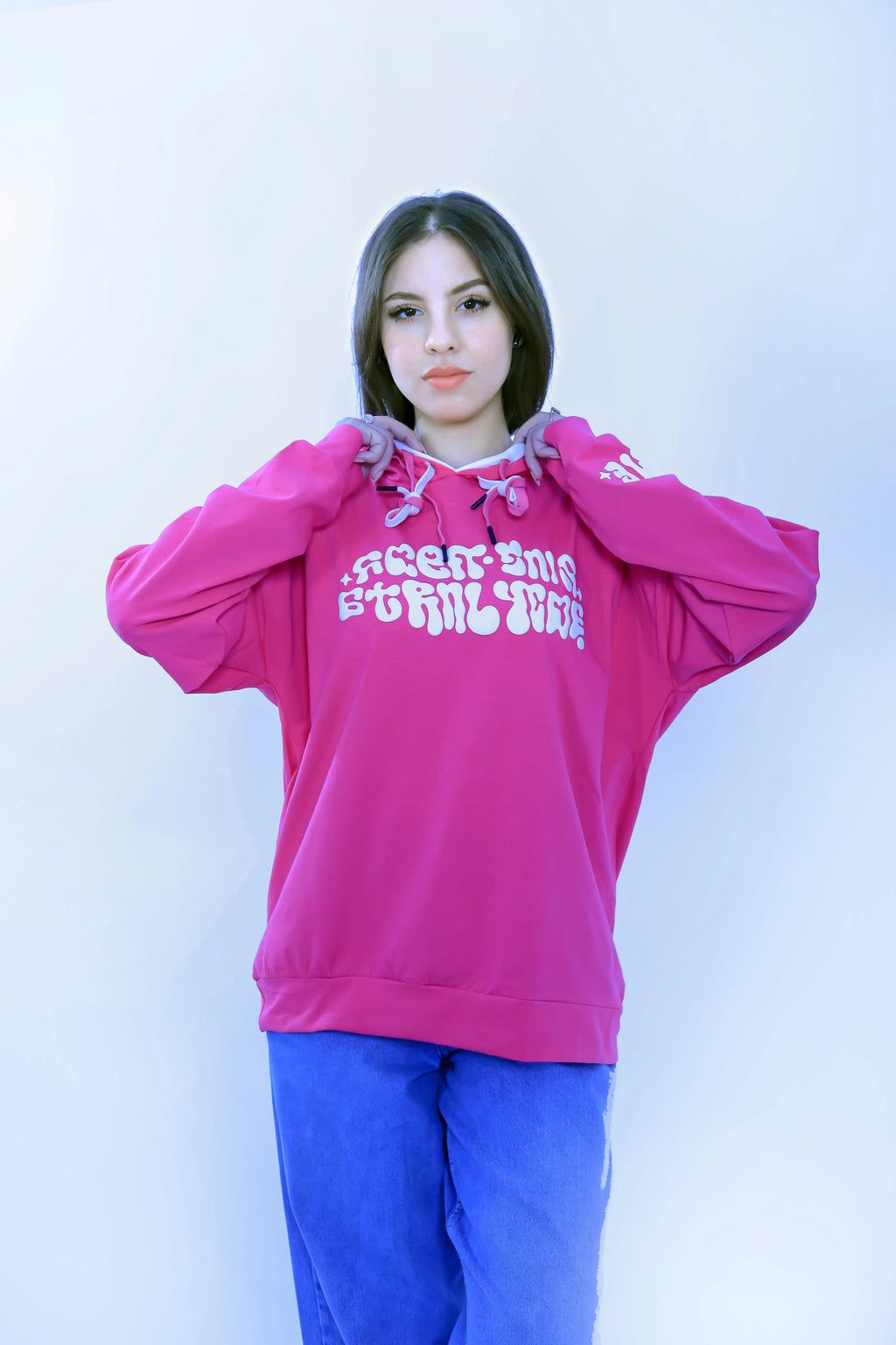 Puff Print Hoodie - Hot Pink
