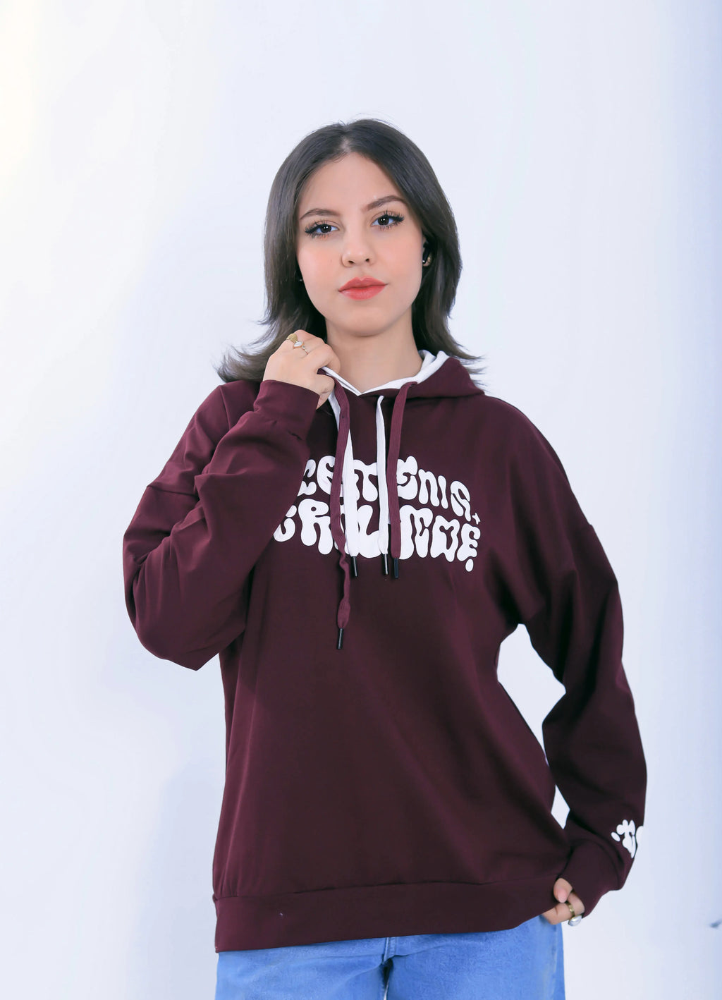Puff Print Hoodie - Burgundy