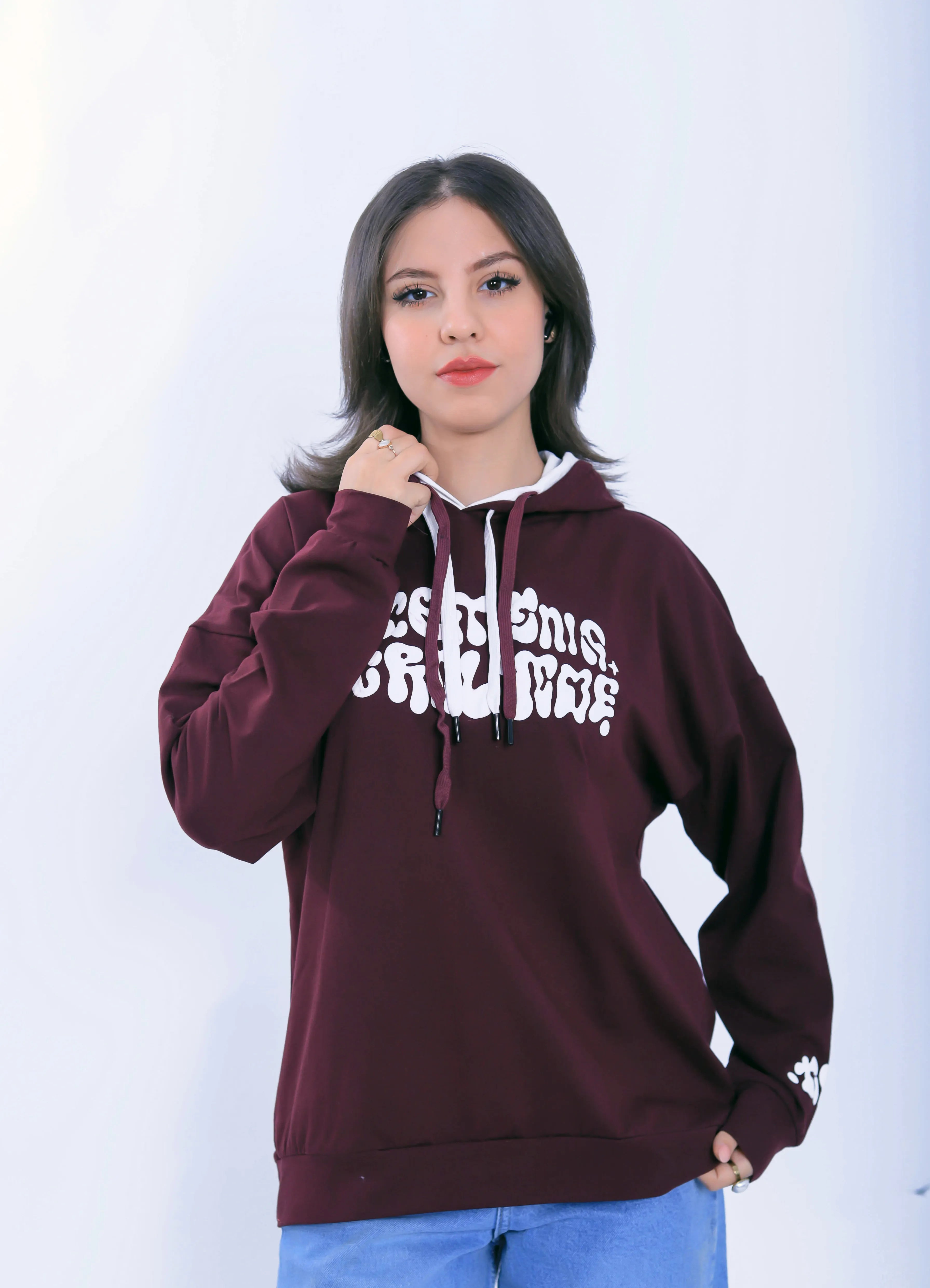 Puff Print Hoodie - Burgundy