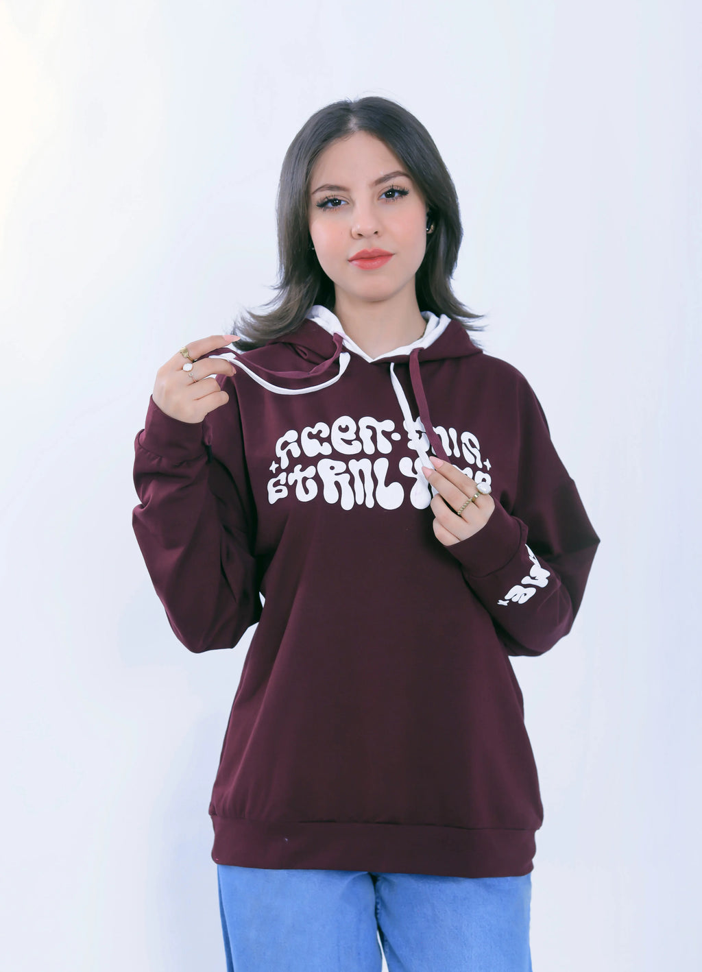 Puff Print Hoodie - Burgundy