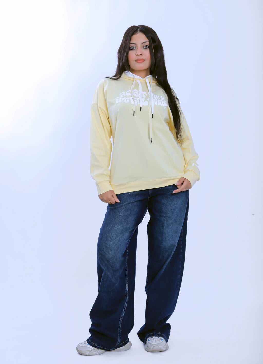 Puff Print Hoodie - Light Yellow