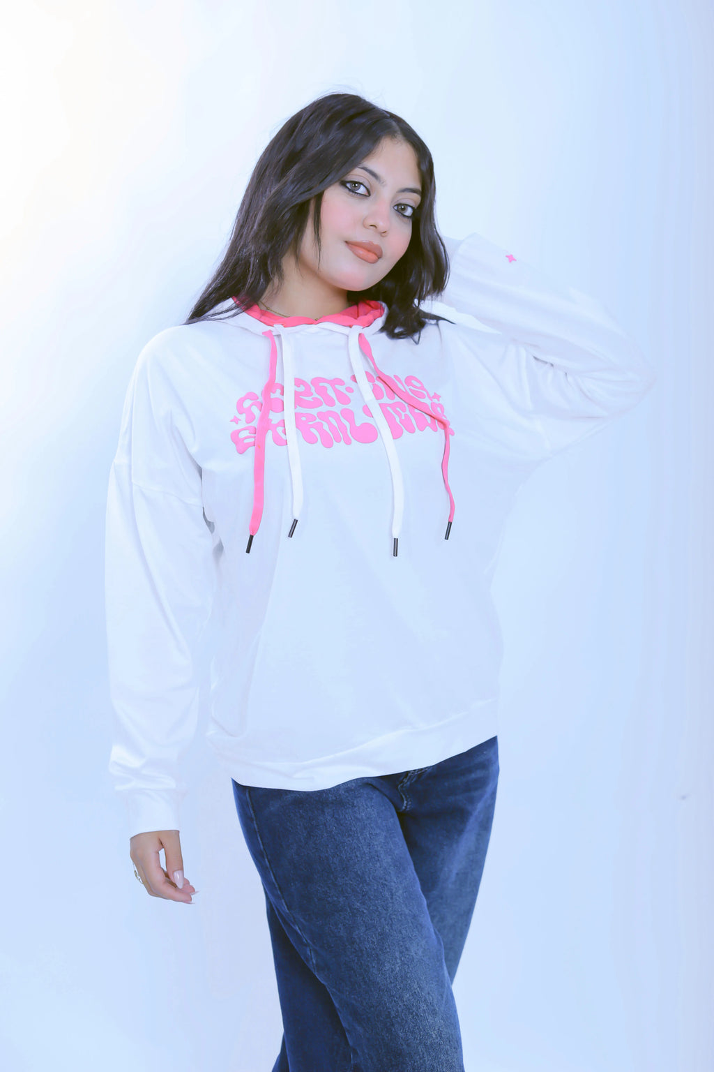 Puff Print Hoodie - White