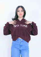 No Time Cropped Hoodie - Burgundy
