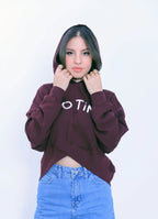 No Time Cropped Hoodie - Burgundy
