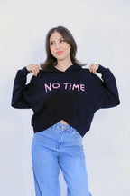 No Time Cropped Hoodie - Black