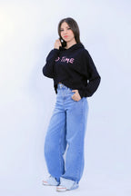 No Time Cropped Hoodie - Black