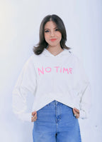 No Time Cropped Hoodie - White
