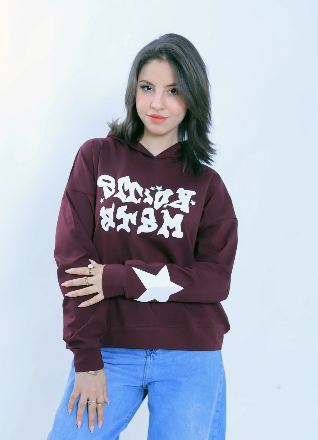 Graffiti Star Hoodie - Burgundy