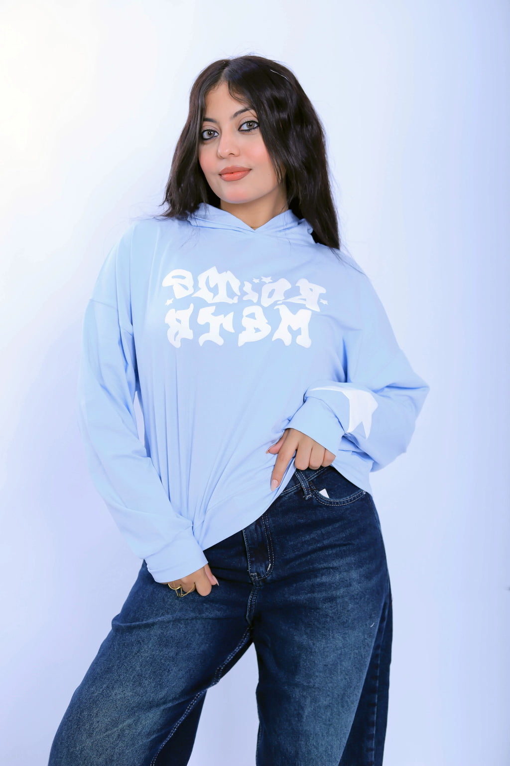 Graffiti Star Hoodie - Light Blue