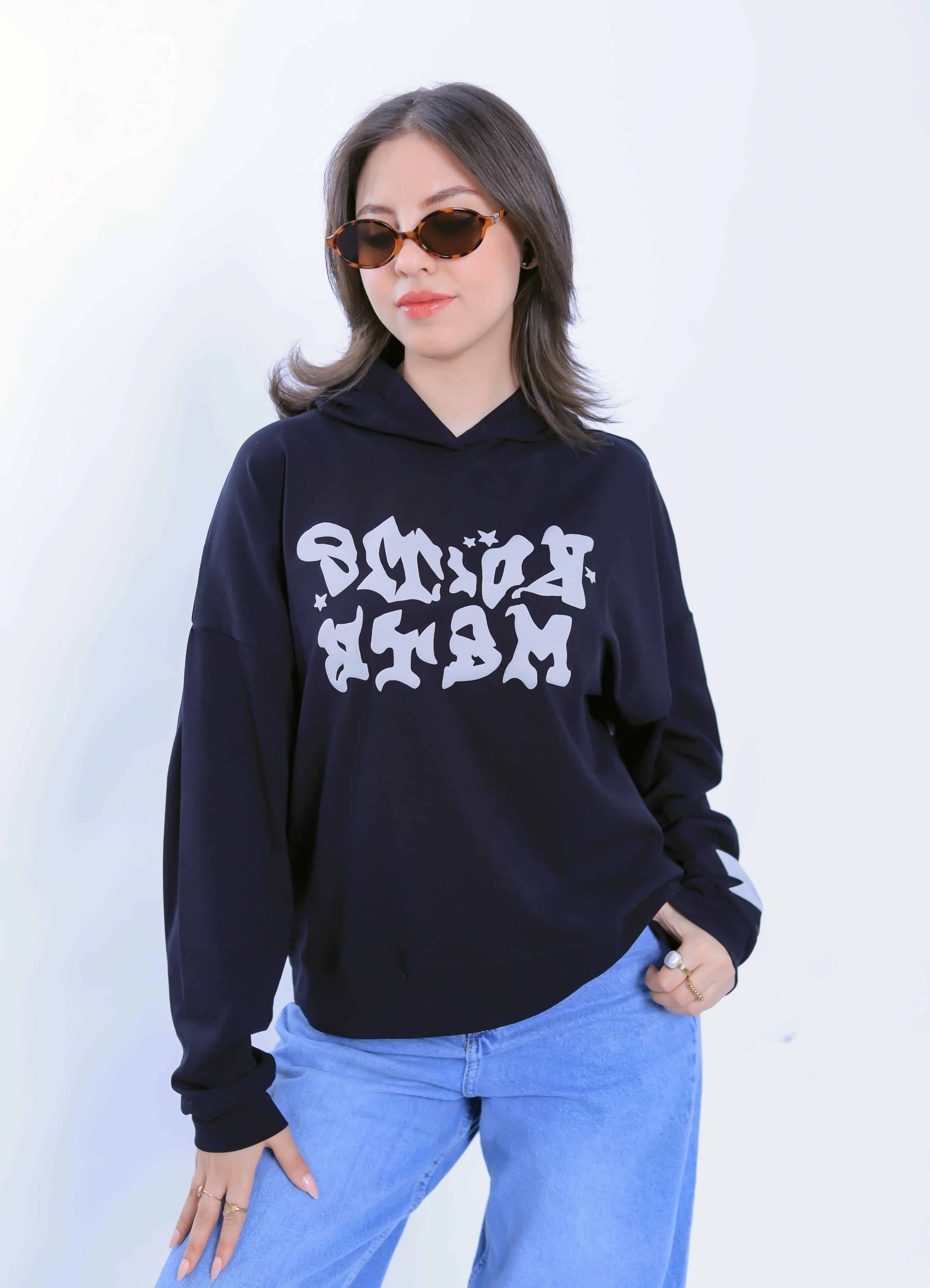 Graffiti Star Hoodie - Navy