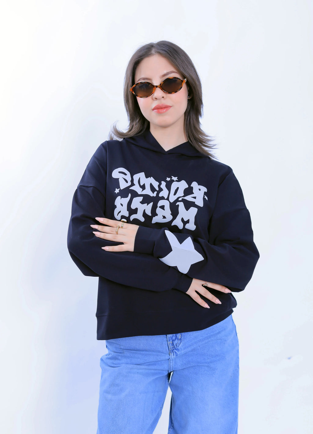 Graffiti Star Hoodie - Navy