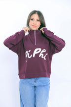 Pi Phi Half-Zip Sweatshirt - Burgundy