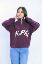 Pi Phi Half-Zip Sweatshirt - Burgundy