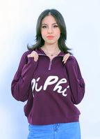 Pi Phi Half-Zip Sweatshirt - Burgundy