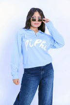 Pi Phi Half-Zip Sweatshirt - Light Blue