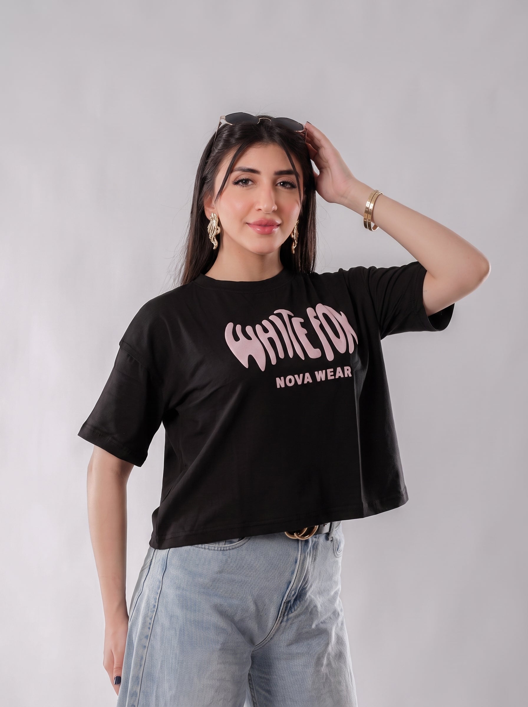 تيشيرت كروب وايت فوكس - H300 - أسود