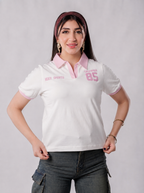 تيشيرت بولو كاليفورنيا 85 بياقة متباينة - P500 - أبيض